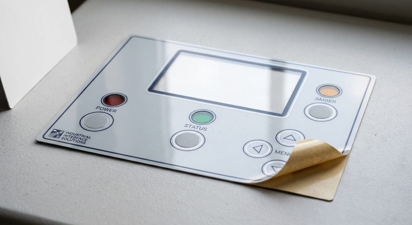 Graphic overlay front-panel interface with embossed controls